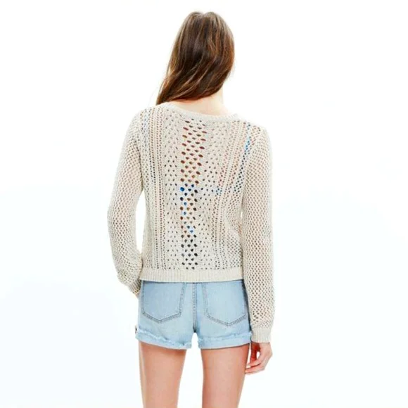 Madewell Crochet Knit Sweater Beige Medium - Picture 2 of 10